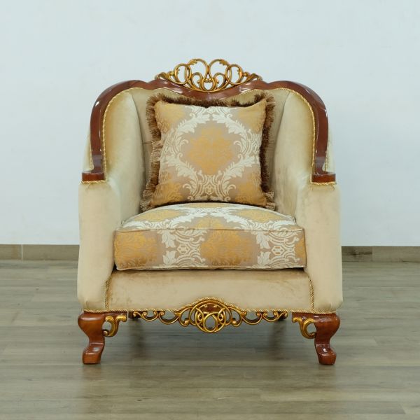 European Furniture - Angelica II Chair in Dark Wood and Gold Leafs - 45354-C - GreatFurnitureDeal