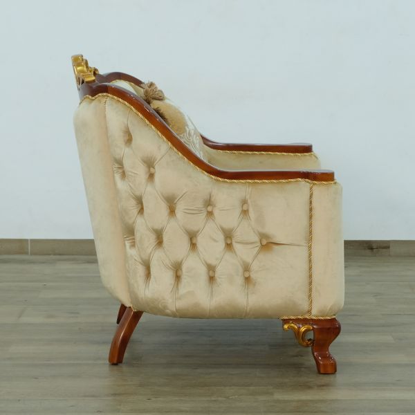 European Furniture - Angelica II Chair in Dark Wood and Gold Leafs - 45354-C - GreatFurnitureDeal
