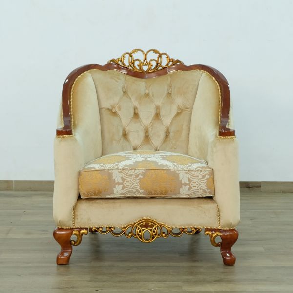 European Furniture - Angelica II Chair in Dark Wood and Gold Leafs - 45354-C - GreatFurnitureDeal