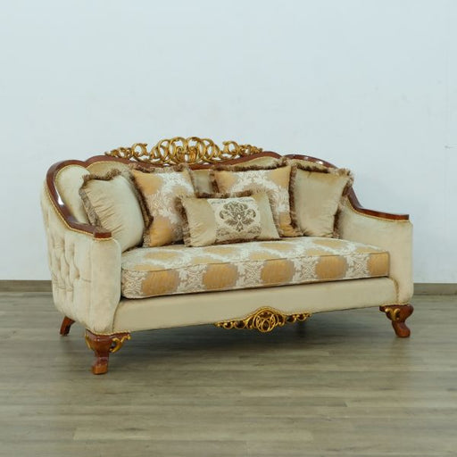 European Furniture - Angelica II Loveseat in Wood and Gold Leafs - 45354-L - GreatFurnitureDeal