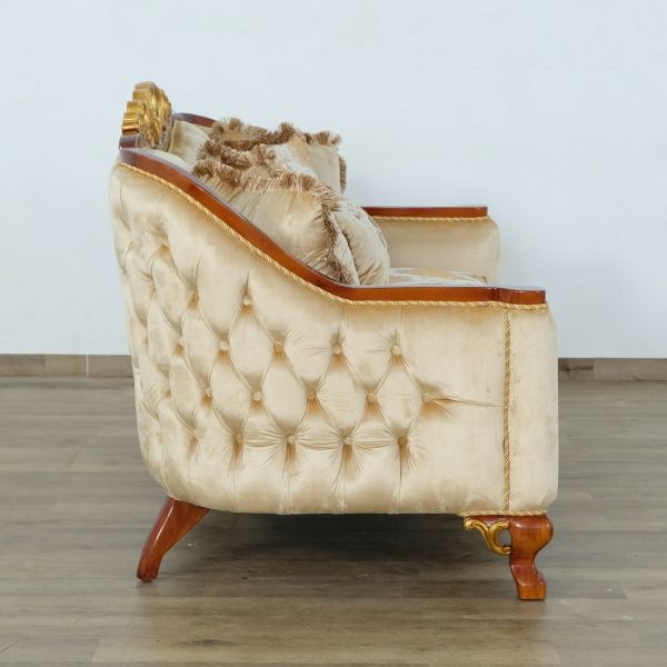 European Furniture - Angelica II Loveseat in Wood and Gold Leafs - 45354-L - GreatFurnitureDeal