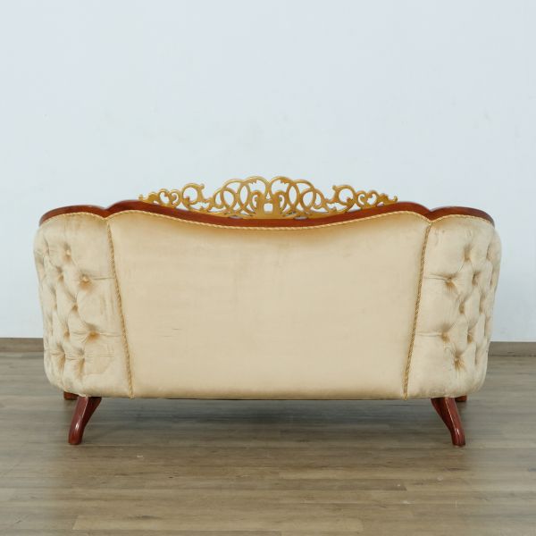 European Furniture - Angelica II Loveseat in Wood and Gold Leafs - 45354-L - GreatFurnitureDeal