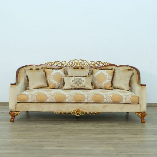 European Furniture - Angelica II Sofa in Wood and Gold Leafs - 45354-S - GreatFurnitureDeal