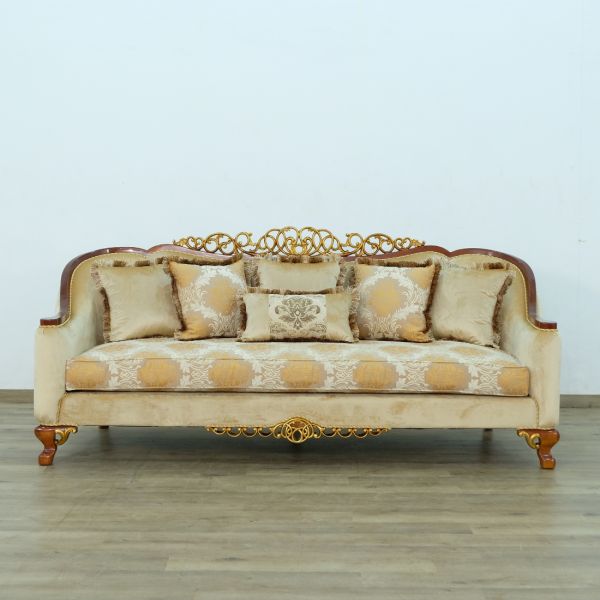 European Furniture - Angelica II Sofa in Wood and Gold Leafs - 45354-S - GreatFurnitureDeal