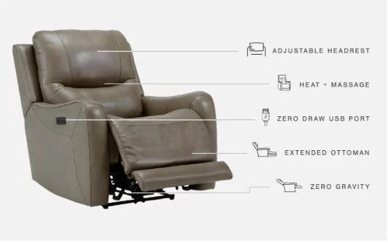 Ashley Furniture - Power Headrest, Power Recline, and Heat Replacement Button Control with USB - GreatFurnitureDeal