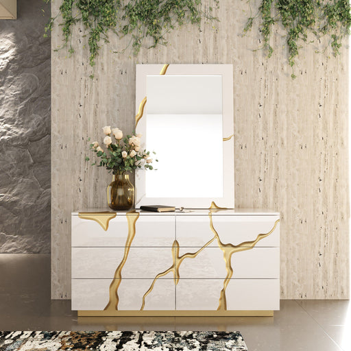VIG Furniture - Modrest Aspen Modern Wide White and Gold Dresser - VGVC-J1801-D-L-B-W - GreatFurnitureDeal