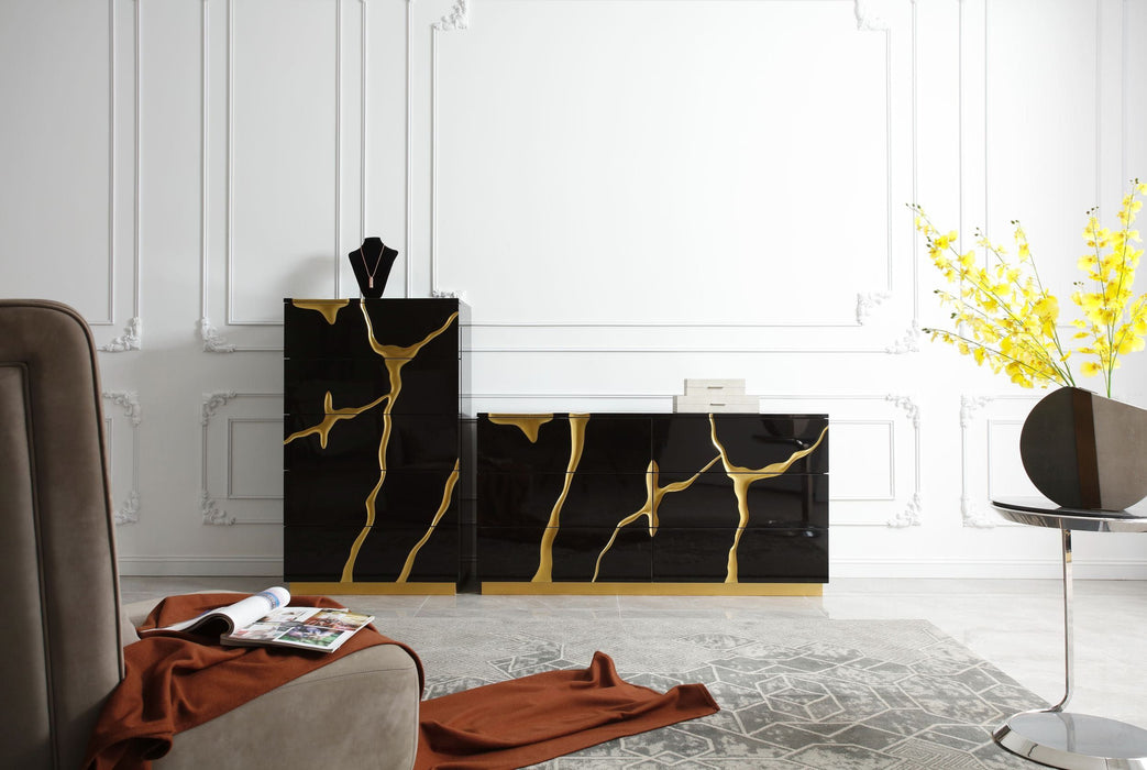 VIG Furniture - Modrest Aspen Modern Black and Gold Chest - VGVCJ1801-5H-BLK-CHEST