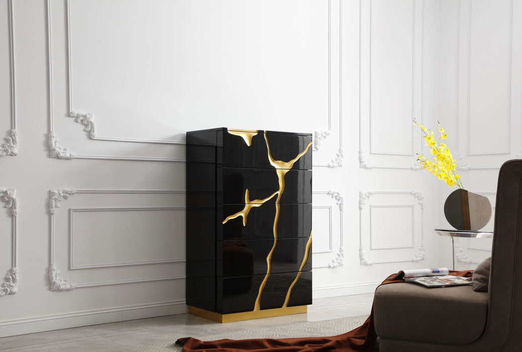 VIG Furniture - Modrest Aspen Modern Black and Gold Chest - VGVCJ1801-5H-BLK-CHEST - GreatFurnitureDeal