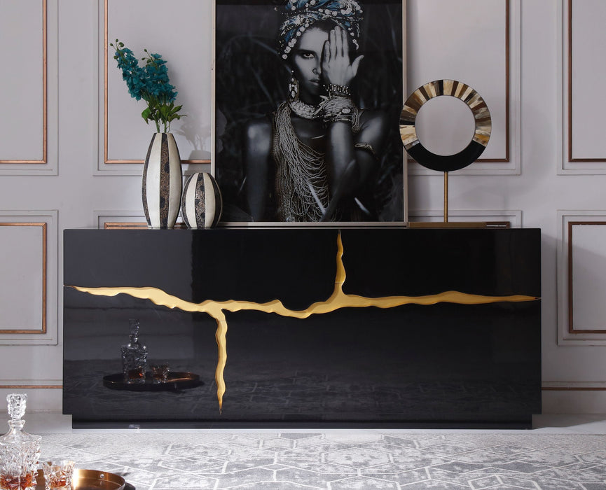 VIG Furniture - Modrest Aspen Modern High Gloss Black & Gold Buffet - VGVCG1808-BLK
