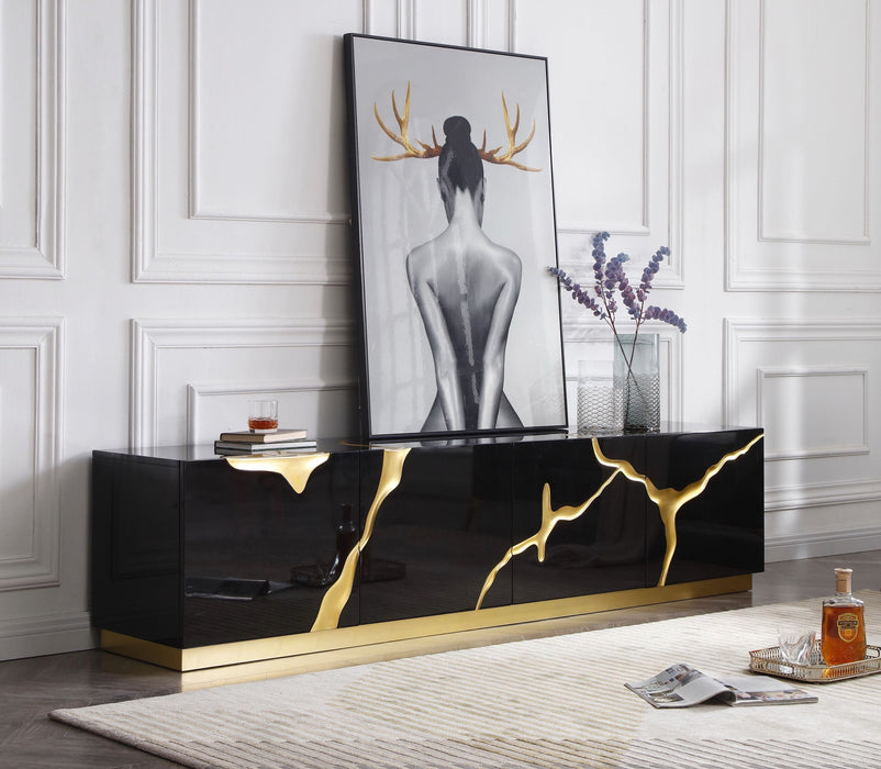 VIG Furniture - Modrest Aspen Modern Black & Gold TV Stand - VGVCTV1801-BLK-TV