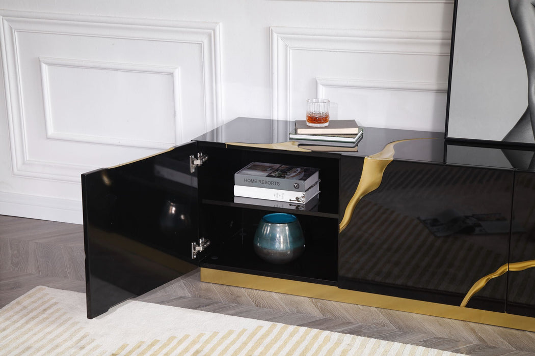 VIG Furniture - Modrest Aspen Modern Black & Gold TV Stand - VGVCTV1801-BLK-TV