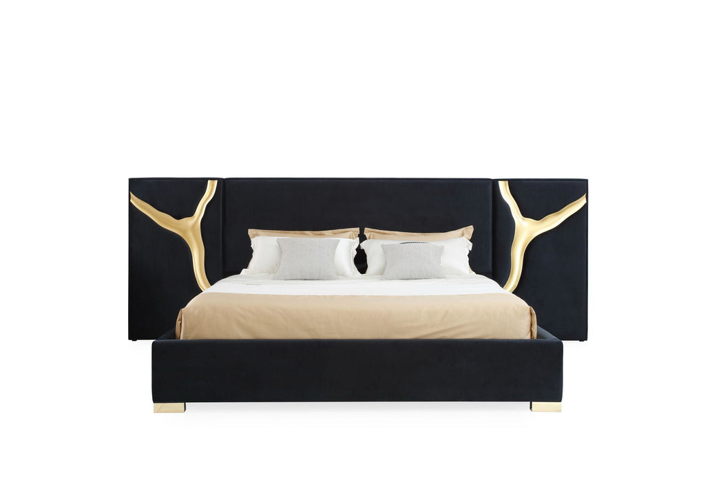 VIG Furniture - Modrest Aspen Modern Black Gold Eastern King Bed with Nightstands - VGVCBD1801-BLK-BED-2NS-SET-EK - GreatFurnitureDeal