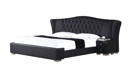 American Eagle Furniture - D028 Black Faux Leather Cal King Bed B-D028-BK-CK - GreatFurnitureDeal