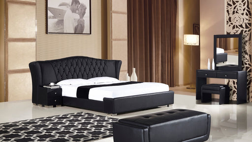 American Eagle Furniture - D028 Black Faux Leather Eastern King Bed B-D028-BK-EK - GreatFurnitureDeal