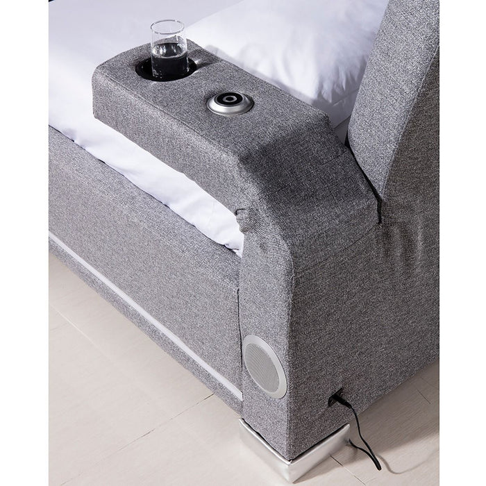American Eagle Furniture - D056 Gray Fabric Cal King Bed - B-D056-CK - GreatFurnitureDeal