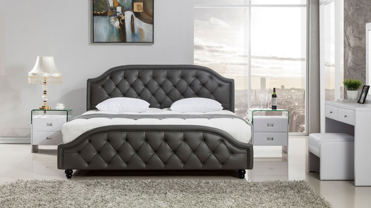 American Eagle Furniture - D058 Dark Gray Leather Air Fabric Eastern King Bed - B-D058-EK - GreatFurnitureDeal