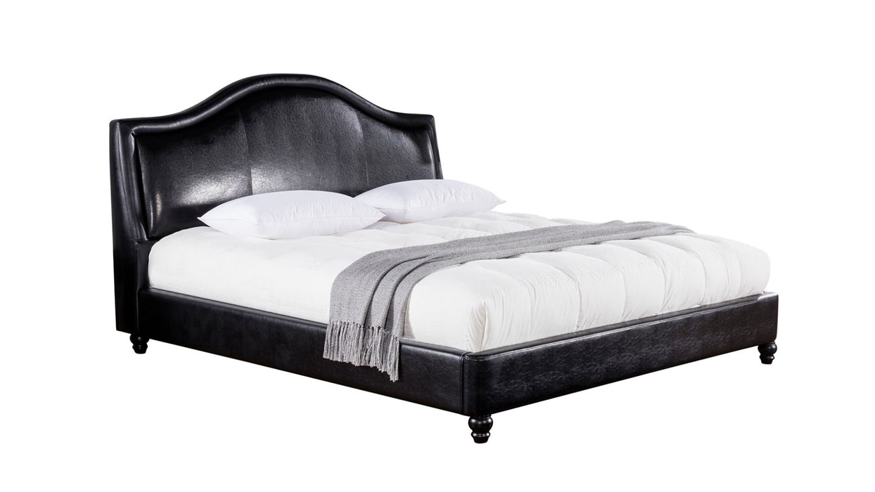 American Eagle Furniture -D059 Black Leather Air Fabric Cal King Bed - B-D059-CK - GreatFurnitureDeal