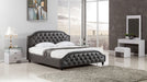 American Eagle Furniture - D058 Dark Gray Leather Air Fabric Queen Bed -B-D058-Q - GreatFurnitureDeal