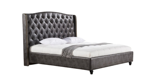 American Eagle Furniture - D062 Dark Gray Queen Leather Air Fabric Bed - B-D062-DG-Q - GreatFurnitureDeal