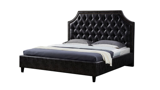 American Eagle Furniture - D063 Dark Gray Leather Air Fabric Eastern King Bed - B-D063-DG-EK - GreatFurnitureDeal
