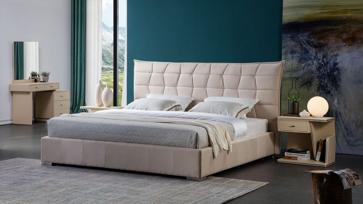 American Eagle Furniture - D065 Cream Fabric Eastern King Bed- B-D065-CRM-EK - GreatFurnitureDeal