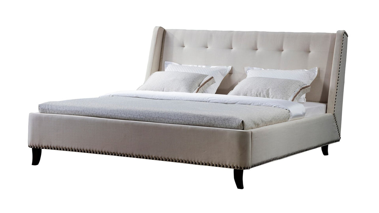 American Eagle Furniture - D066 Cream Fabric Queen Bed - B-D066-CRM-Q - GreatFurnitureDeal