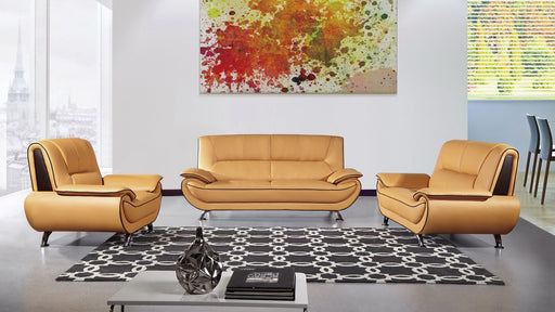 American Eagle Furniture - EK9608 Yellow Genuine Leather Loveseat - EK9608-YO.BR-LS - GreatFurnitureDeal