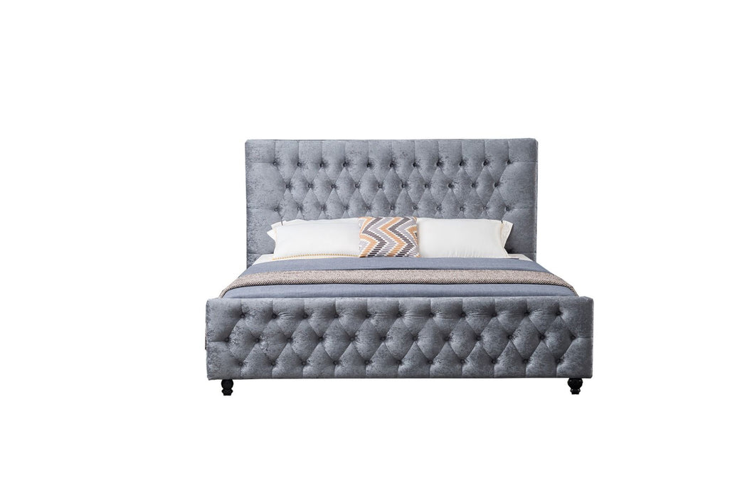 American Eagle Furniture - B-D073 Gray Fabric Eastern King Bed B-D073-EK - GreatFurnitureDeal
