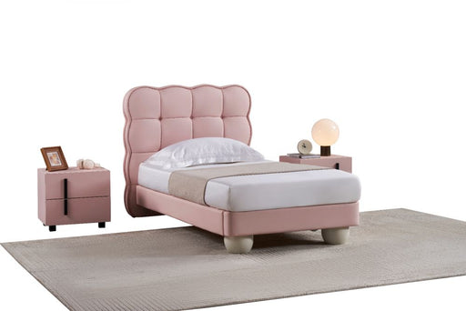 American Eagle Furniture - B-D083 Pink Synthetic Leather Twin Sized Bed - B-D083-PNK-TW - GreatFurnitureDeal