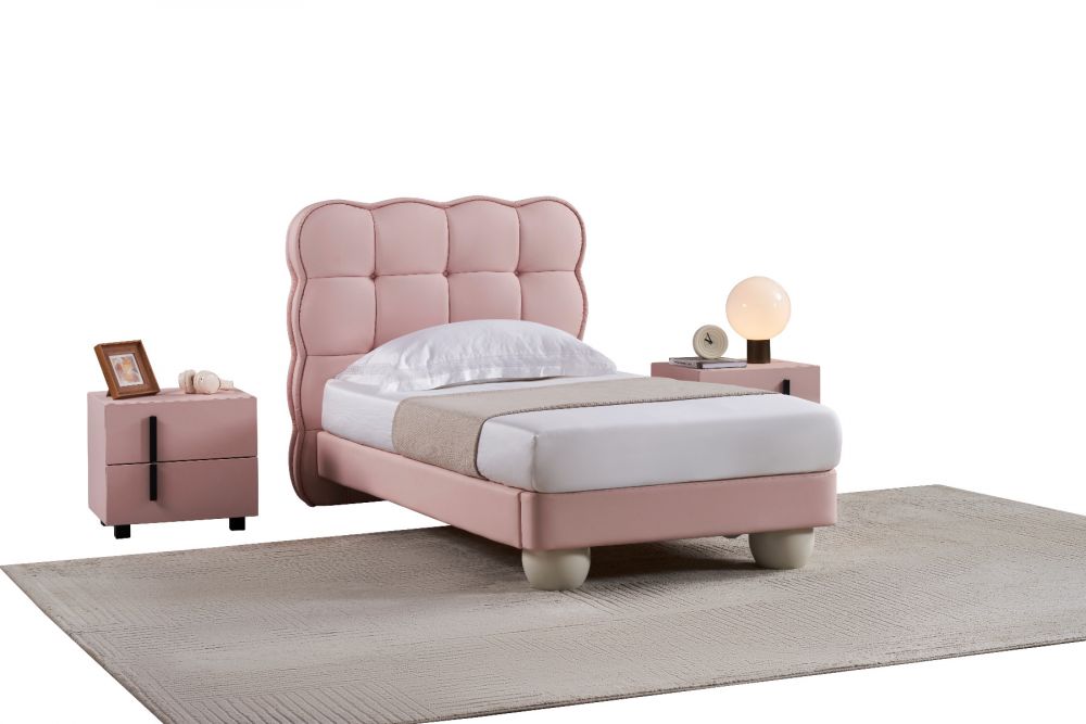 American Eagle Furniture - B-D083 Pink Synthetic Leather Queen Bed - B-D083-PNK-Q