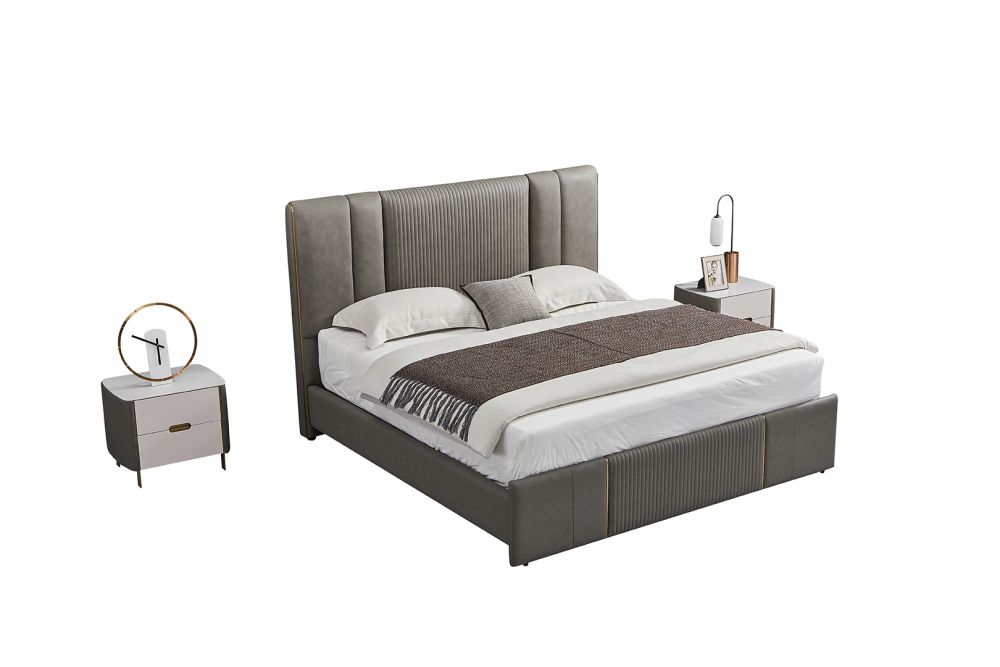 American Eagle Furniture - B-Y2009-Q Top Grain Genuine Leather Queen Sized Bed - B-Y2009-Q