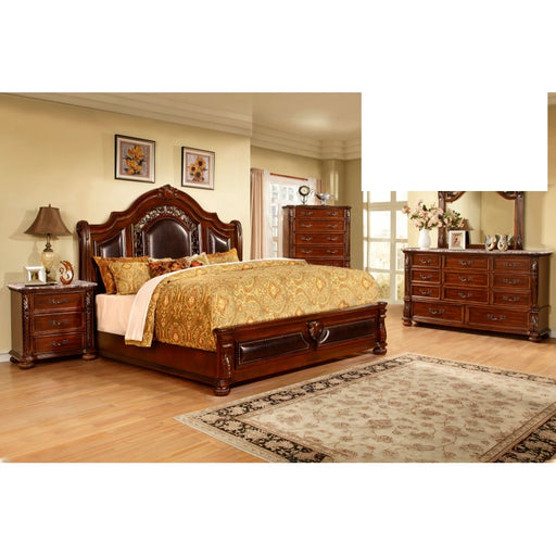 Mariano Furniture - B1010 5 Piece California King Bedroom Set in Cherry - BM-B1010-CK-5SET - GreatFurnitureDeal