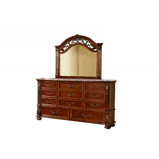 Mariano Furniture - B1010 Dresser with Mirror in Cherry - BM-B1010-DM - GreatFurnitureDeal