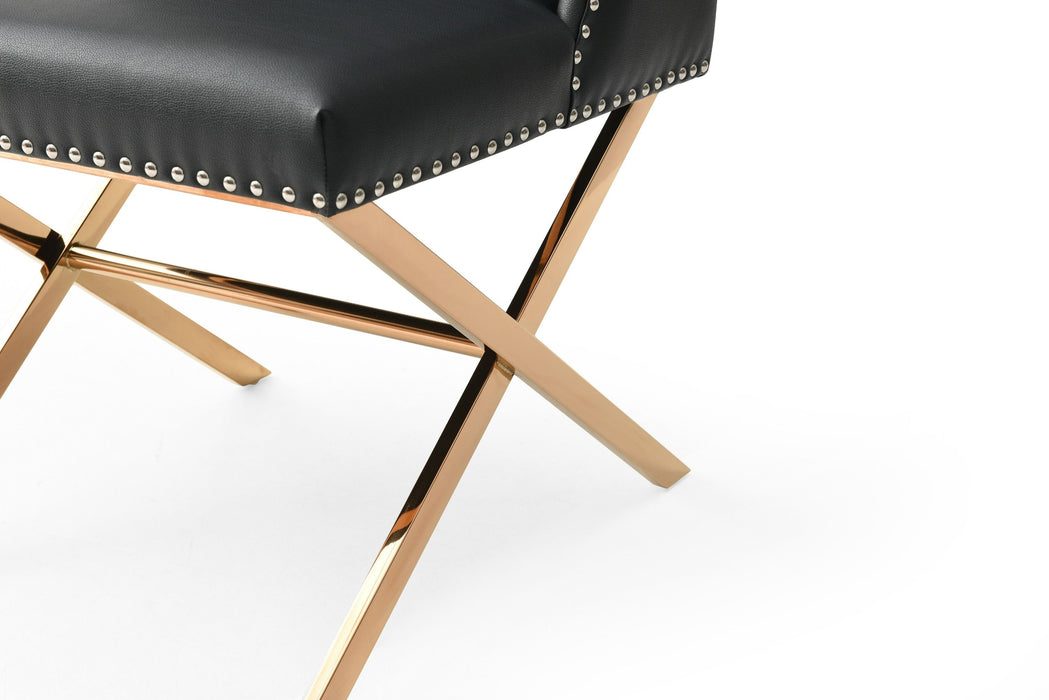 VIG Furniture - Modrest - Alexia Modern Black Leatherette & Rosegold Dining Chair (Set of 2) - VGVCB8356-BLK-L - GreatFurnitureDeal