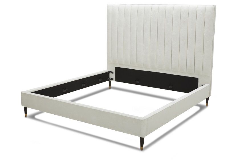 VIG Furniture - Modrest Hemlock Contemporary White Fabric Eastern King Bed - VGKK-B606-WHT-BED-EK