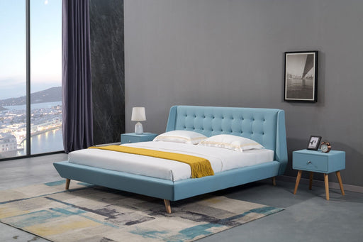 American Eagle Furniture - B-D076 Blue Fabric Eastern King Bed B-D076-BLUE-EK - GreatFurnitureDeal