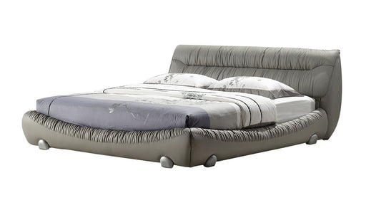 American Eagle Furniture - B6232 Gray Genuine Leather Cal King Bed w/ Night Stands B6232-CK - GreatFurnitureDeal
