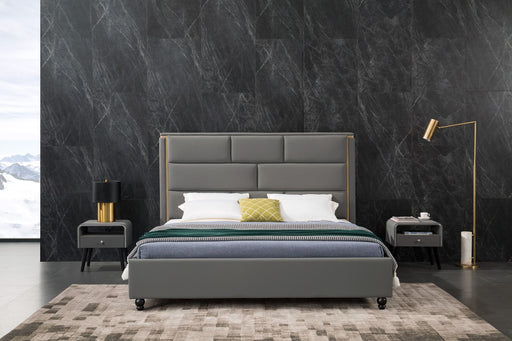American Eagle Furniture - B-D075 Gray Fabric California King Bed B-D075-GR-CK - GreatFurnitureDeal