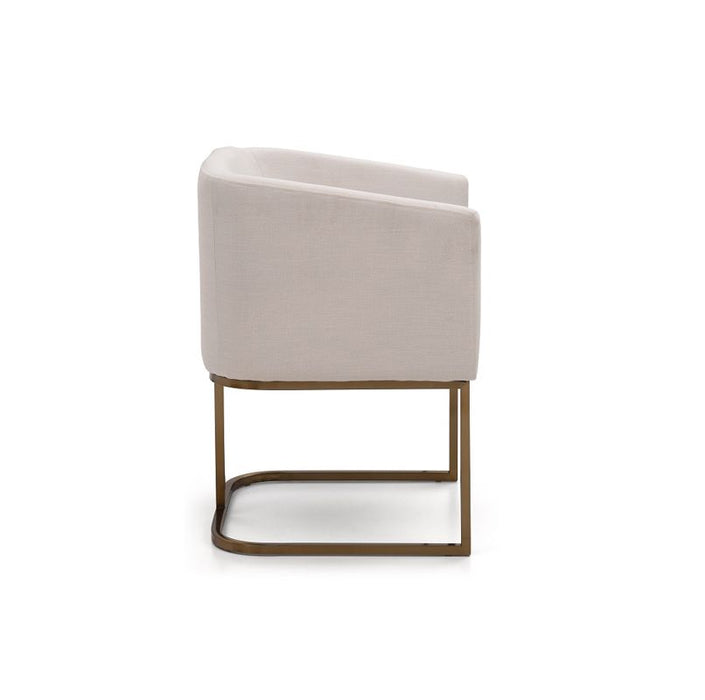 VIG Furniture - Modrest Yukon Modern White Fabric and Antique Brass Dining Chair - VGVCB8362-WHTBRS - GreatFurnitureDeal