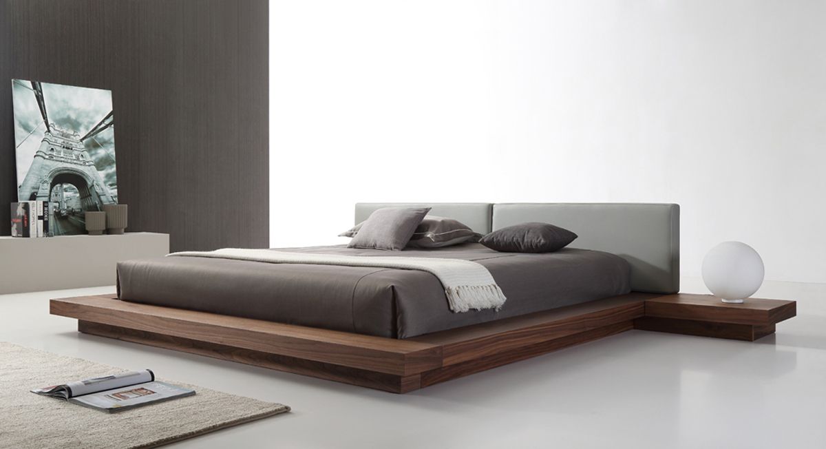 VIG Furniture - Modrest Opal Modern Walnut & Grey Platform Eastern King Bed - VGVCBD855-WALGRY-EK