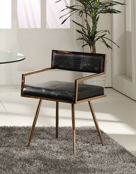 VIG Furniture - Modrest Rosario Modern Black & Rosegold Dining Chair - VGVCB879-BLK - GreatFurnitureDeal