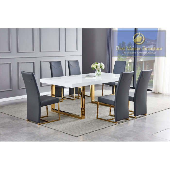 Mariano Furniture - BA222 7 Piece Dining Table Set in Gold - BM-BA222-GOLD-7SET - GreatFurnitureDeal