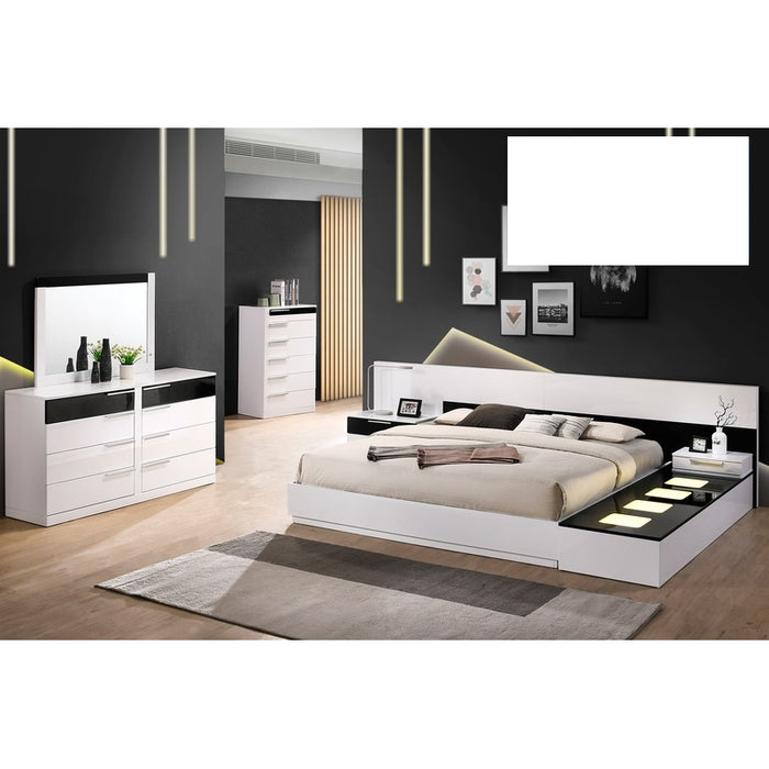 Mariano Furniture - Bahamas 6 Piece Eastern King Bedroom Set in White/Black - BM-BAH-EK6SET - GreatFurnitureDeal