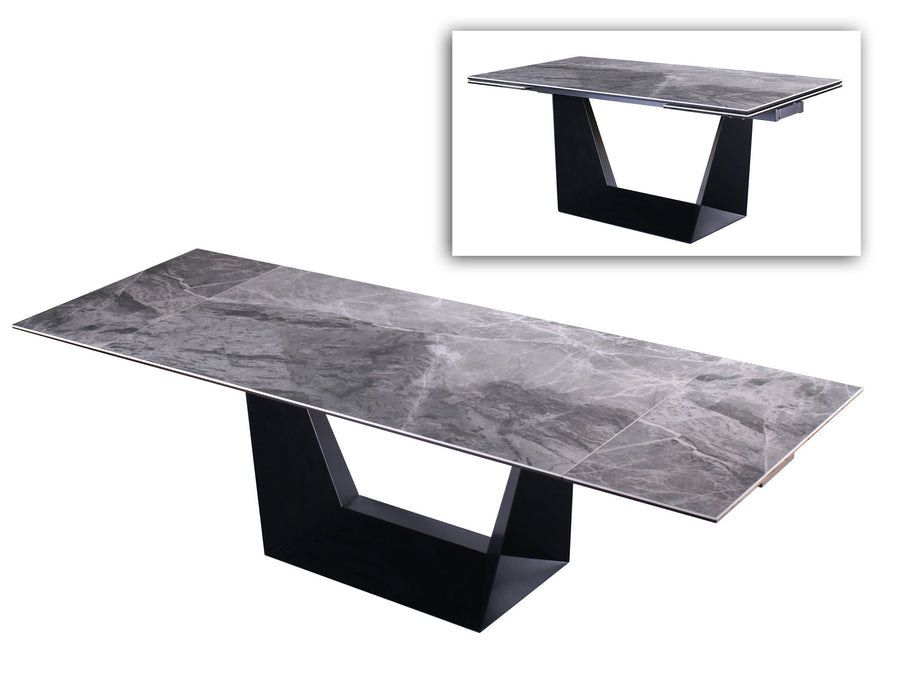 VIG Furniture - Modrest Baldwin Modern Grey Ceramic & Black Metal Extendable Dining Table - VGNSGD8684-CB - GreatFurnitureDeal