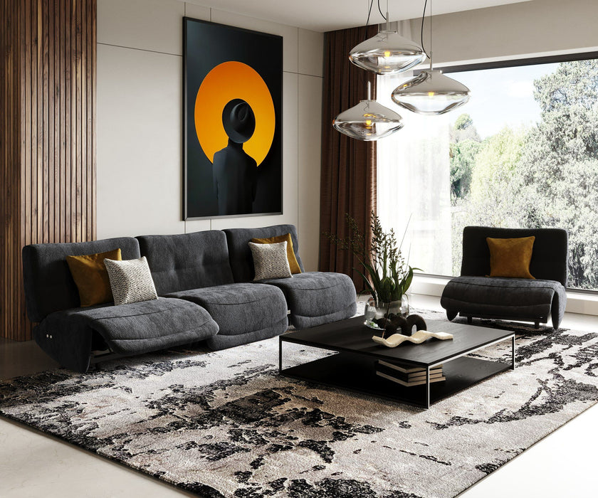 VIG Furniture - Divani Casa Basil - Modern Dark Grey Fabric Large Sofa With 3 Electric Recliners - VGSX-BASIL-DRKGRY-3PC