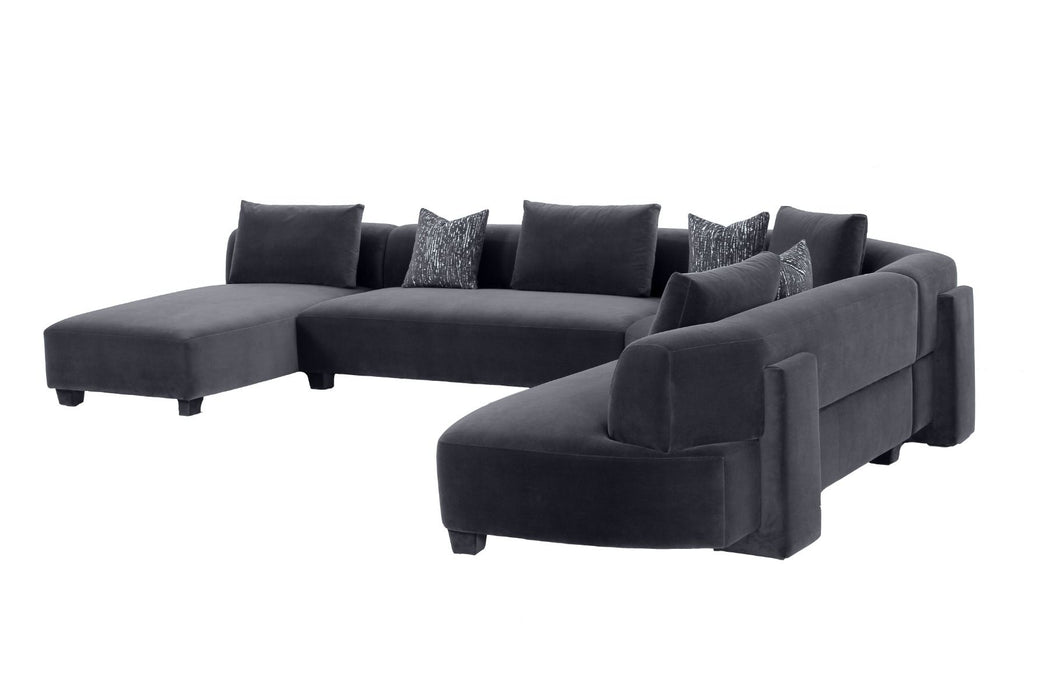 VIG Furniture - Divani Casa Bayou Contemporary Grey Velvet U Shaped Sectional Sofa - VGODZW-20039-BL-GRY-SECT - GreatFurnitureDeal