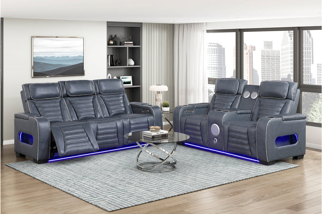 Homelegance - Cyber Power Reclining Sofa in Blue - 8344BUE-3PWHM - GreatFurnitureDeal