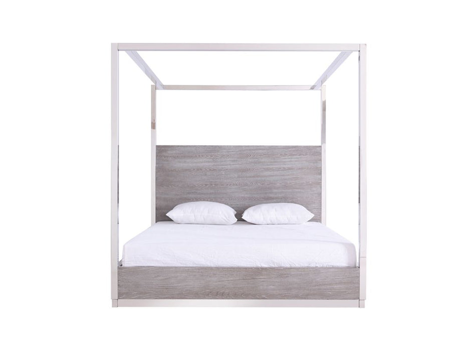 VIG Furniture - Modrest Arlene Modern Grey Elm & Stainless Steel Canopy Eastern King Bed - VGVCBD008A-EK - GreatFurnitureDeal