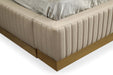 VIG Furniture - Modrest- Sterling Modern Beige Bonded Leather & Gold Bed - VGVCBD1901-BGE-Q - GreatFurnitureDeal