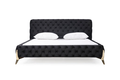 VIG Furniture - Modrest Legend Modern Black Velvet & Gold Eastern King Bed - VGVCBD8111-BLKGLD-EK - GreatFurnitureDeal